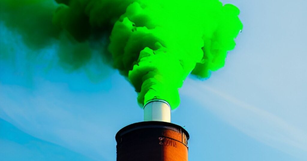 Smokestack with green smoke